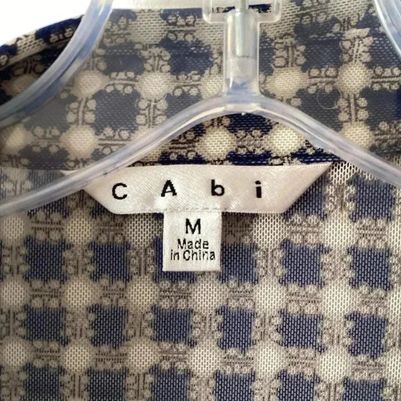 Cabi Gray Long Sleeve Geometric Print Sheer Mesh Women's Top Size Medium - Picture 4 of 10
